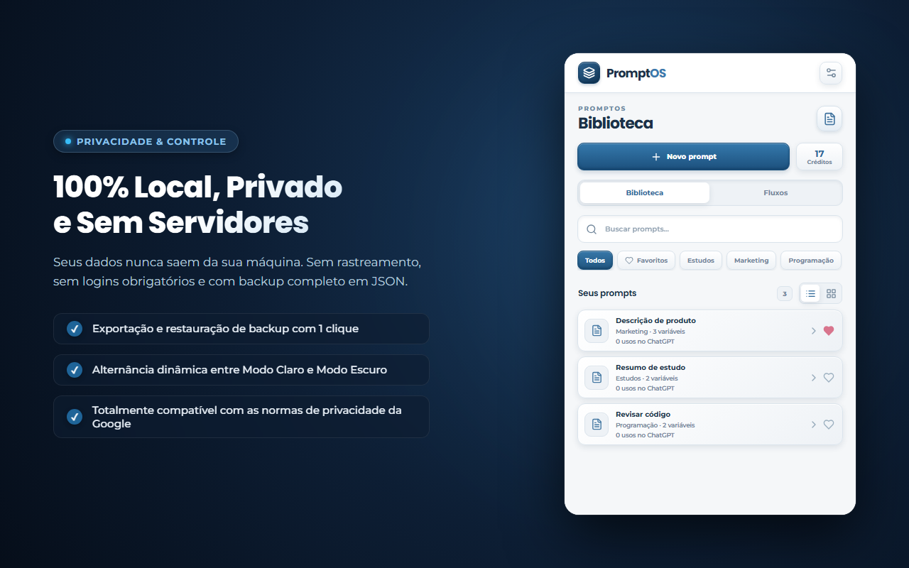 Tema Escuro e Backup